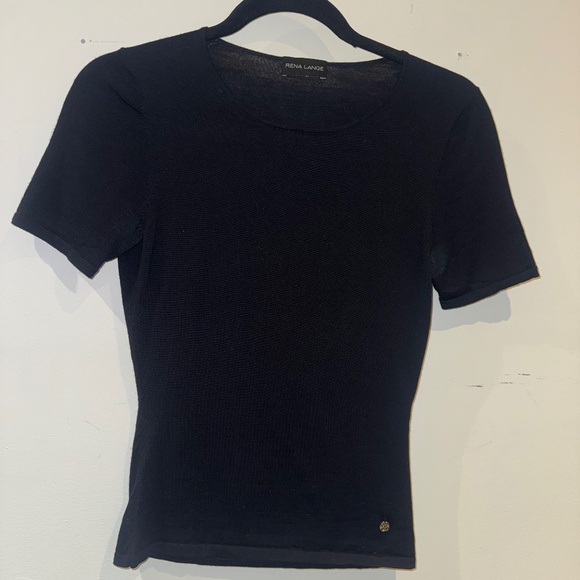 RENA LANGE Navy Wool T Shirt - Picture 1 of 3